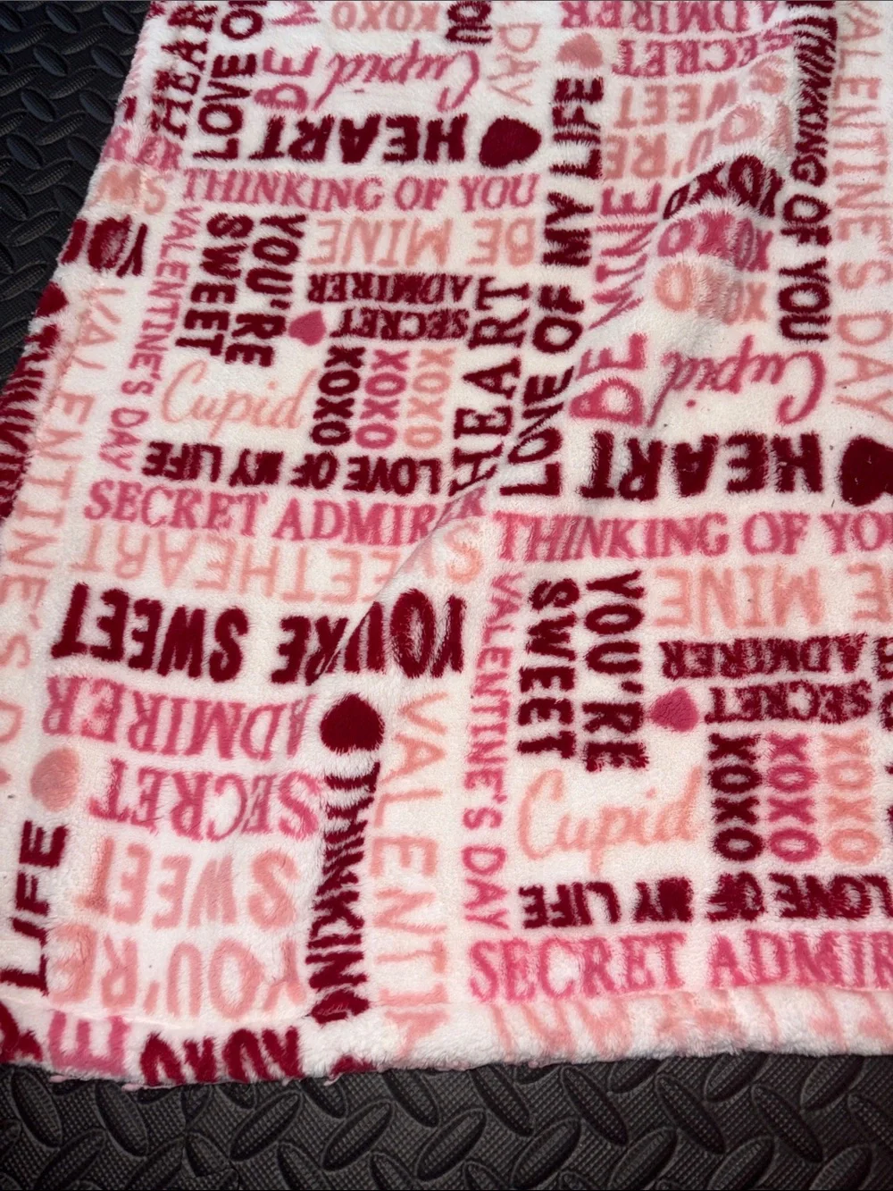 Valentine's Fleece Throw Blanket - Pink & Red Text Print